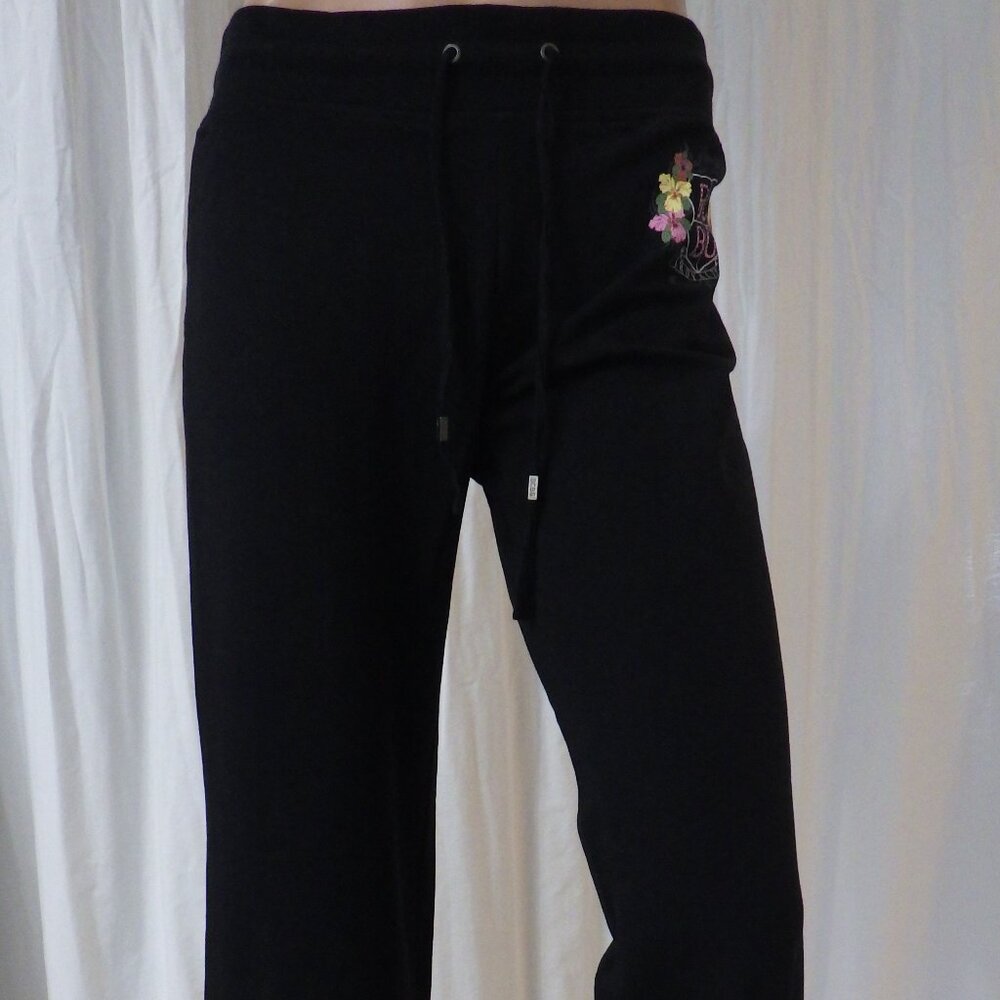 NWT BCBG sz MED, LG, XL 95% cotton PASTEL FLORAL & BLACK 2 PC TRACKSUIT - Picture 12 of 16